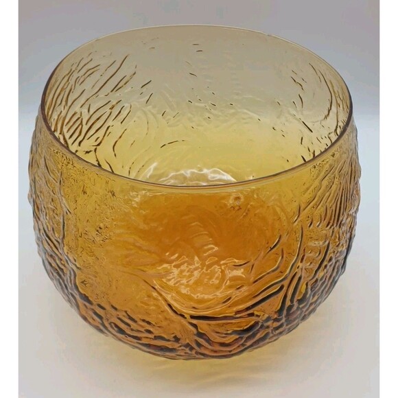 Vtg Seneca Driftwood Yellow Roly Poly Crinkle Punch Bowl 10 Qt - Picture 5 of 7